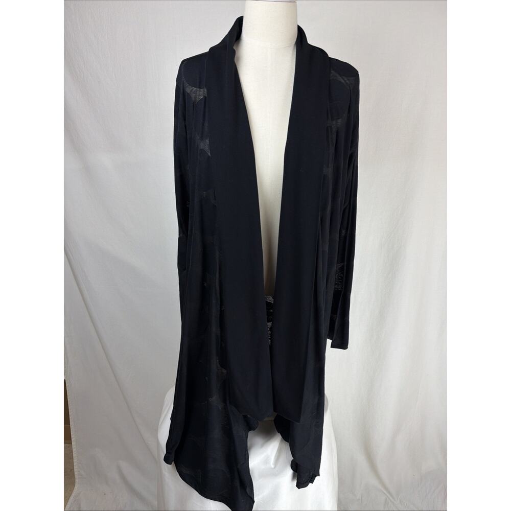 NWT Luukaa Black "Fire" Open Long Cardigan Jacket Burnout #0698 Size XL